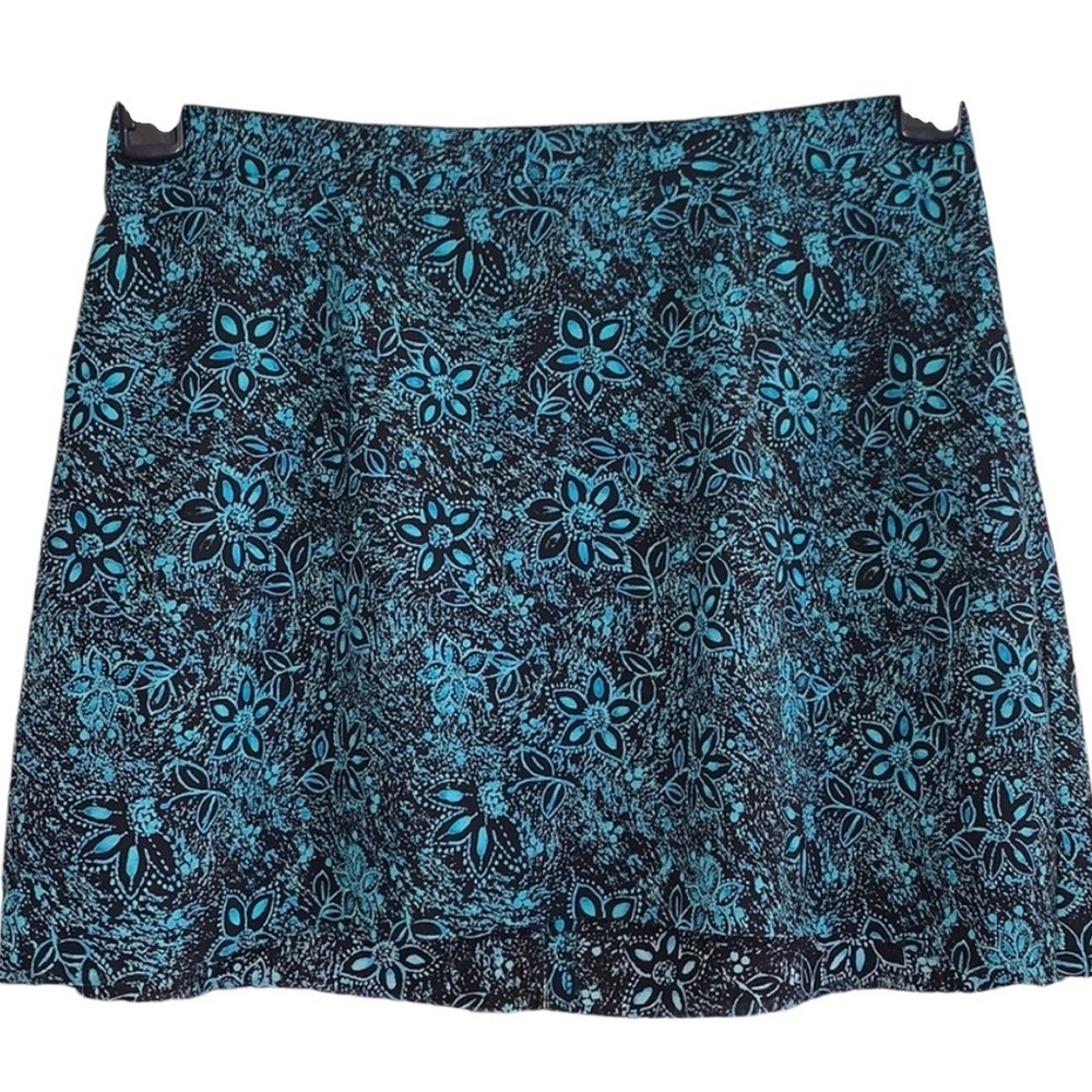 Vintage Blue Black Floral Stretch Mini Skirt Sz XS 🖤💙
